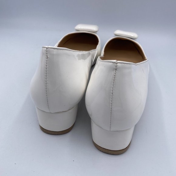 FSJ White Pointy Toe Flats Low Heel Slip On Casual - Picture 4 of 10